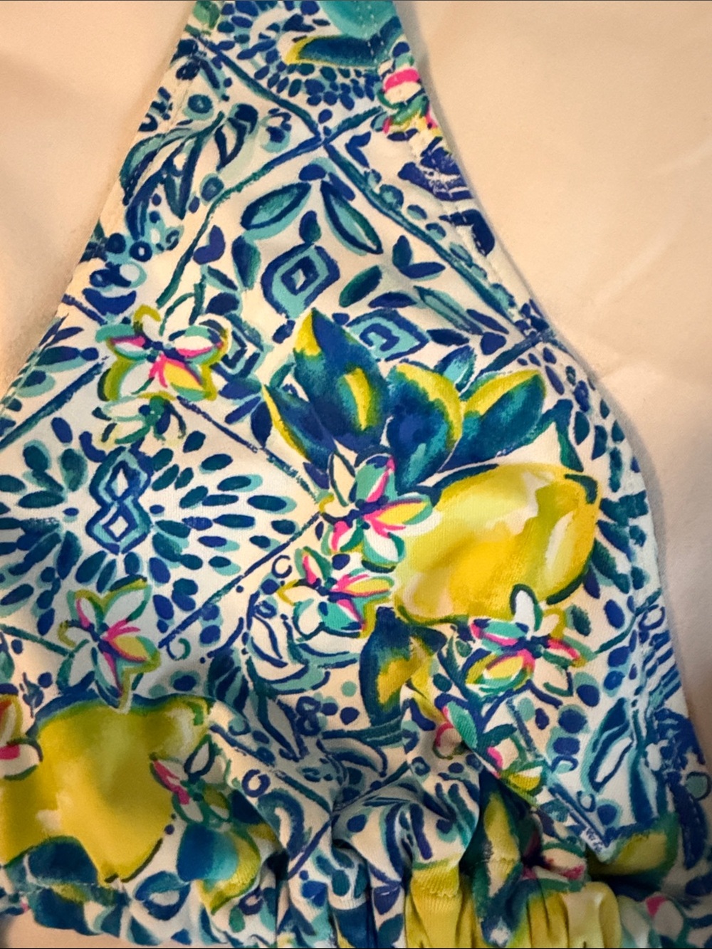 Lilly Pulitzer Blue Floral & Neon Pink Two-Piece Bikini Set - Picture 2 of 10